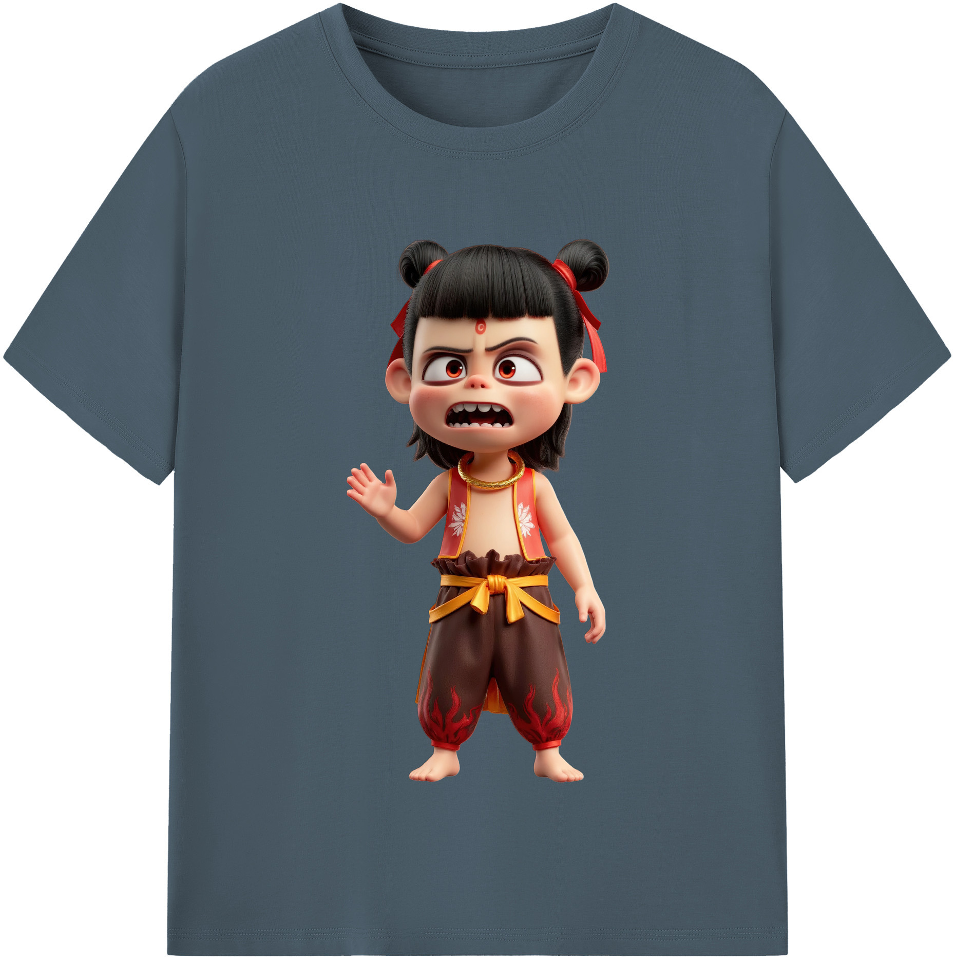 （画像用） Ne Zha 2 ナタ 魔童の大暴れ 綿100％半袖Tシャツ（フロントプリント）